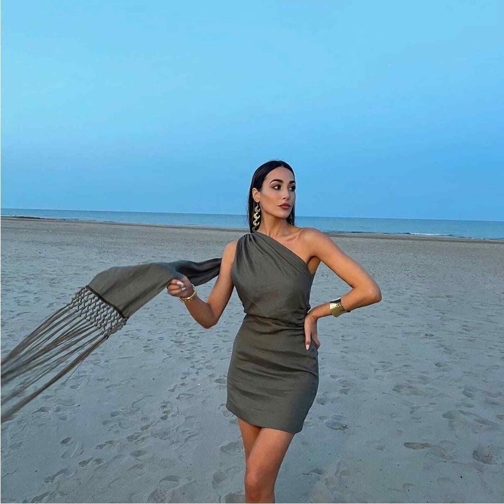 ZARA ASYMMETRIC LINEN DRESS - Picture 4 of 4